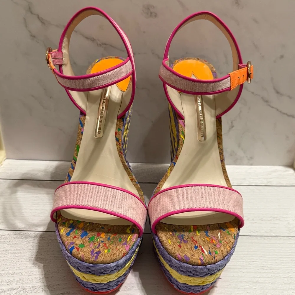 Sophia Webster Lucita Espadrille Wedge Sandals Multi Size 9 - Picture 2 of 7